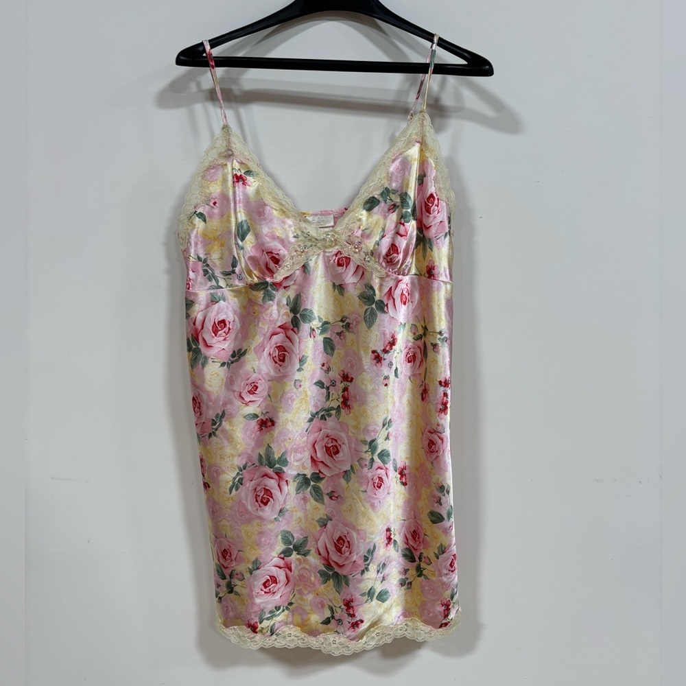 Secret Treasures Pink Floral Satin Slip Dress